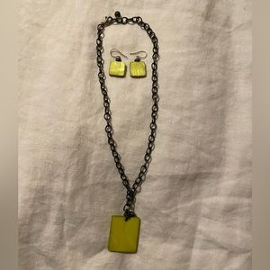 Silpada green shell necklace and earrings